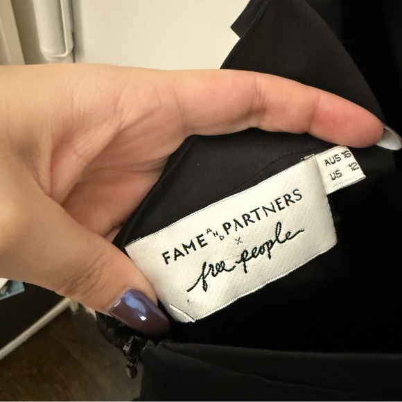 Fame and Partners x Free People The Rosabel High Leg Slit Maxi Dress Gown Black - Picture 7 of 11